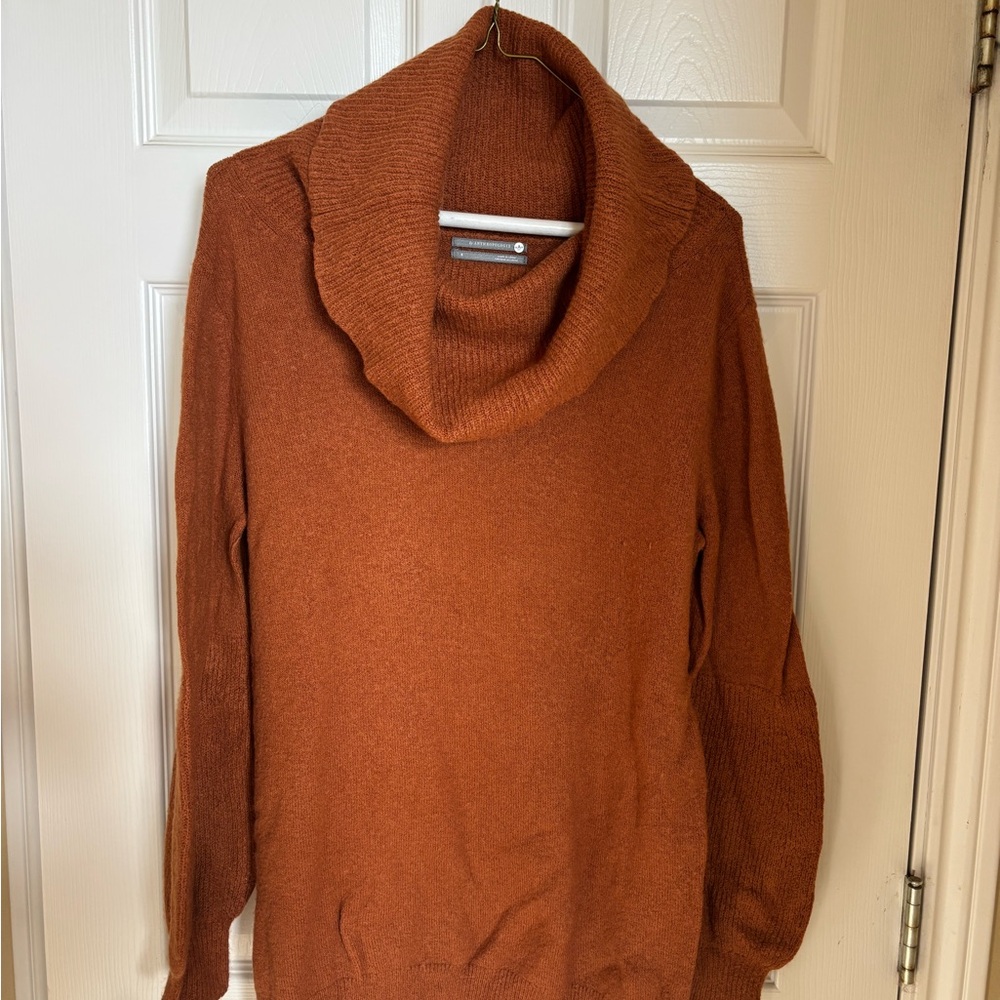 Anthropologie Rust Cowl Neck Sweater